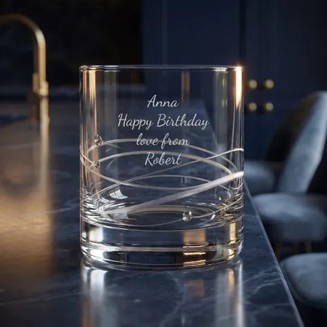 Personalised Diamante Crystal Whisky Glass Set